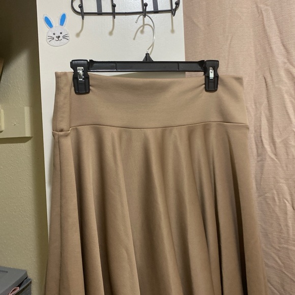 Tan Flare A-Line Midi Skirt - Picture 3 of 3